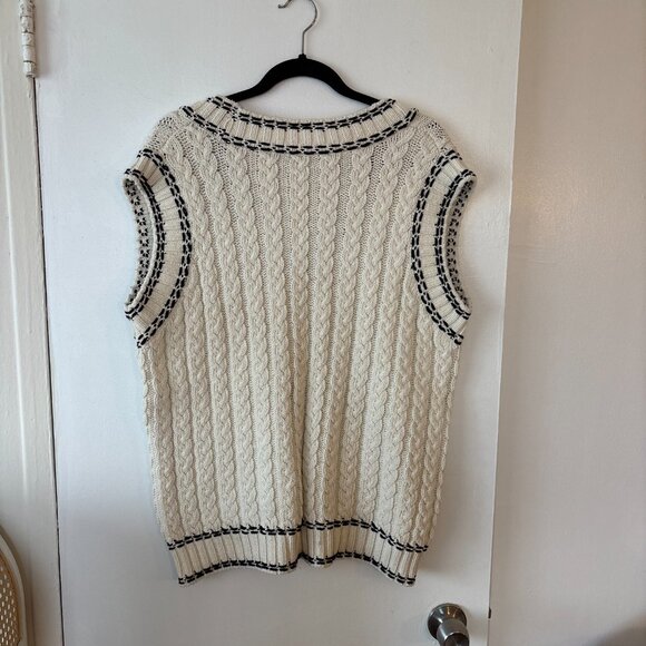Zara Cream and Black Cable Knit Sweater Vest - Picture 3 of 3